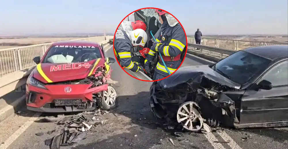 Gestul unui șofer de 58 de ani a blocat complet DN 6. A intrat direct într-o ambulanță cu doi pacienți