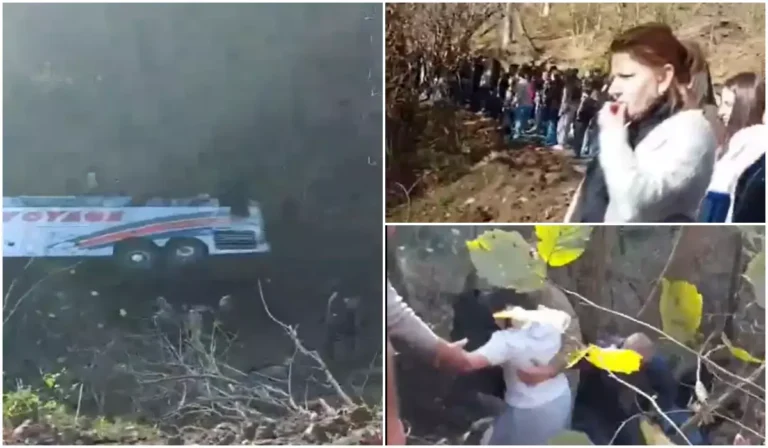 Autocar plin cu studenți răsturnat în prăpastie! 17 copii duși de urgență la spital!.