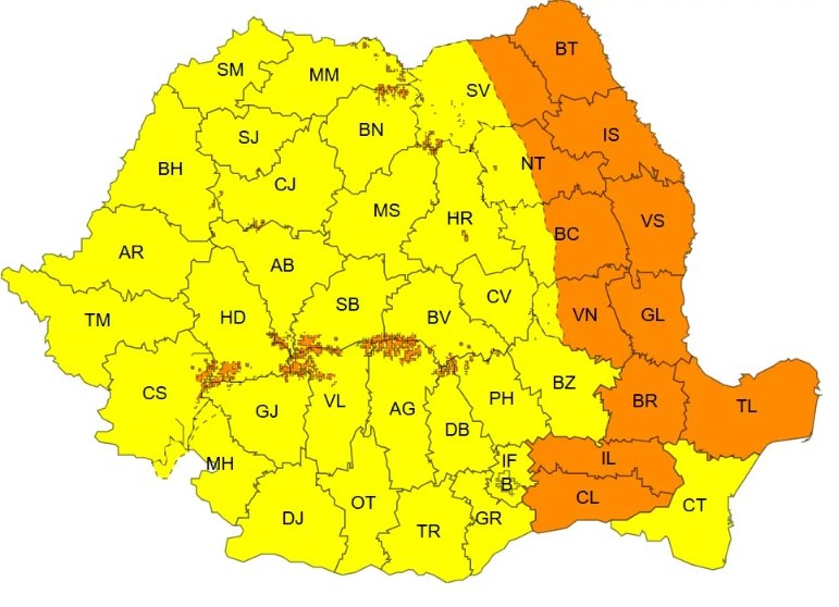 ANM a emis COD PORTOCALIU, iar rafalele de vânt vor atinge viteze de…