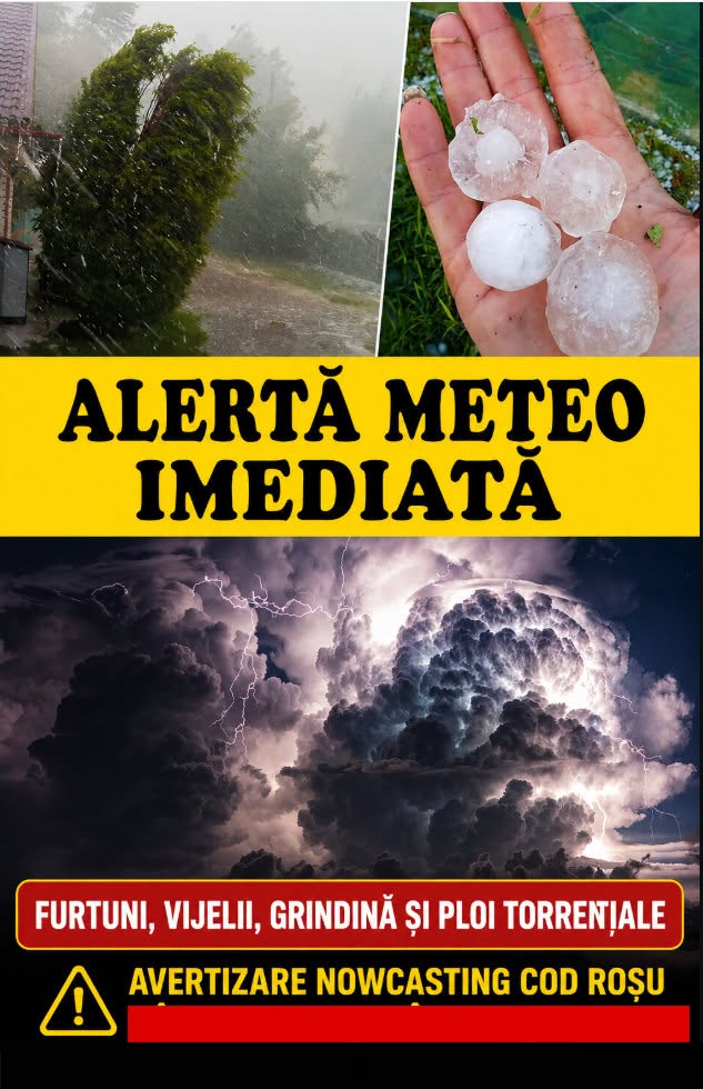 Meteorologii au emis COD ROȘU de furtuni violente care vor lovi…