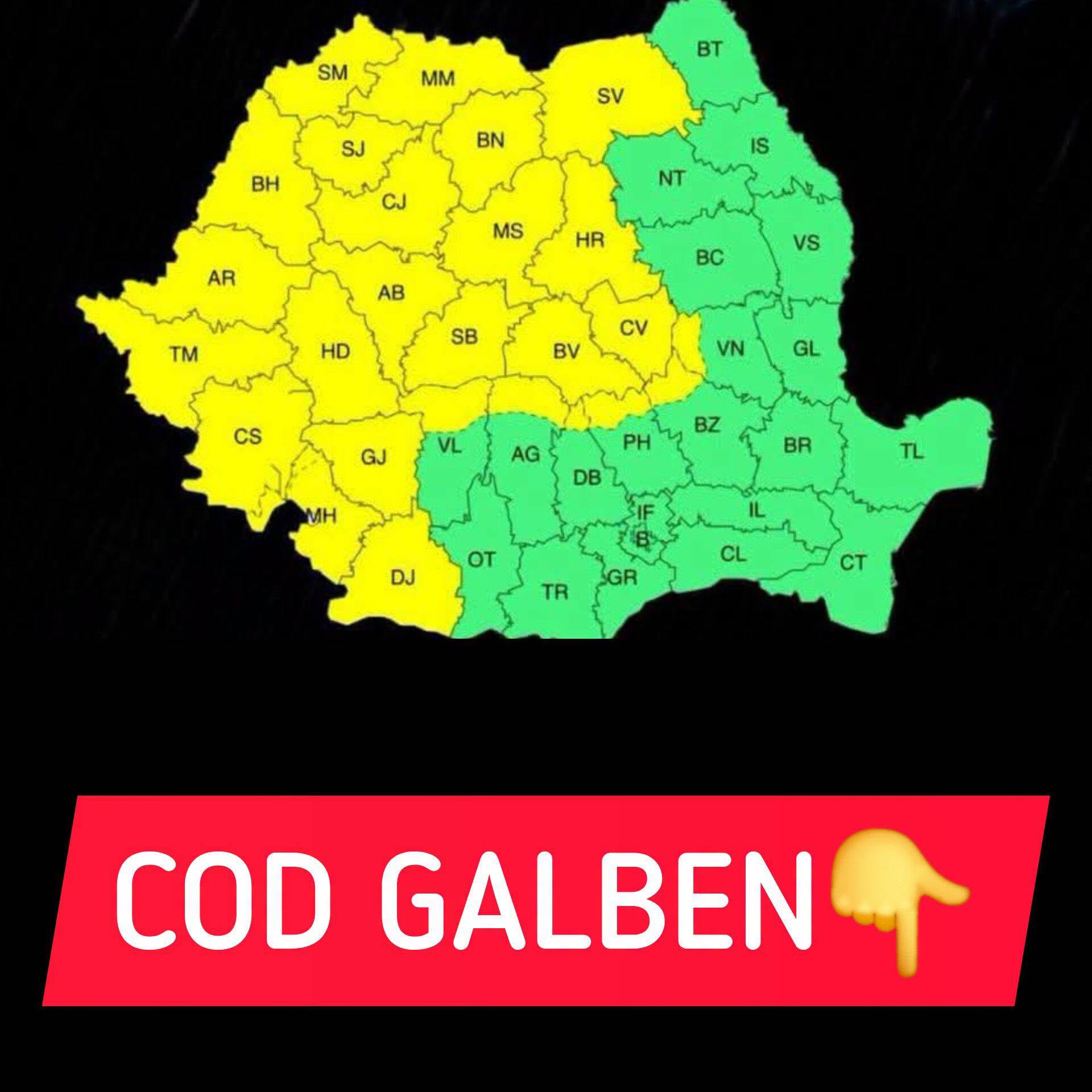 ANM a emis cod galben de vijelii, ploi abundente și rafale de 100 km/h. Harta zonelor afectate