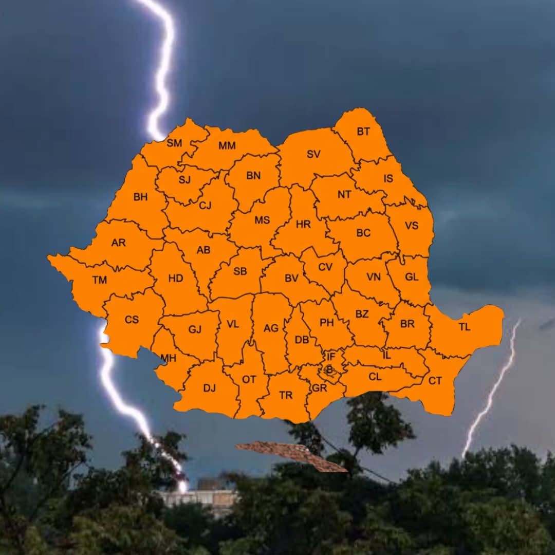 Alerta de vreme serveră imediată! E cod portocaliu de ploi, vant puternic și grindină