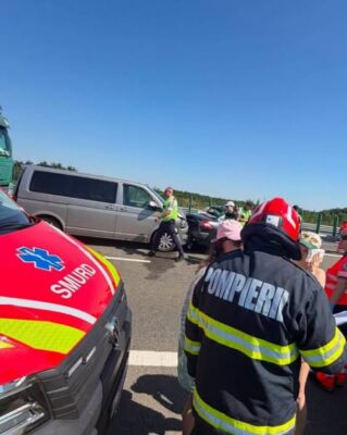 A fost activat Planul Roșu pe A2, după o tamponare în lanț! Patru autovehicule și 12 persoane au fost implicate