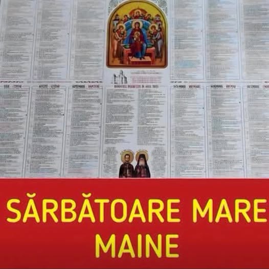 Calendar creștin ortodox joi, 1 octombrie 2026. Sărbătoare cu cruce roșie de Acoperământul Maicii Domnului. Rugăciunea care se rostește în caz de necaz sau boală